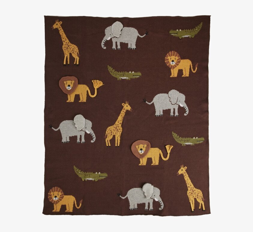 Barnfilt Djungle Chocolate Brown 3D Rice Täcken, filtar, plädar och överkast Filtar Plädar Överkast