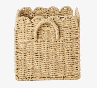 Bild av rektangulär förvaringslåda i naturmaterial med handtag