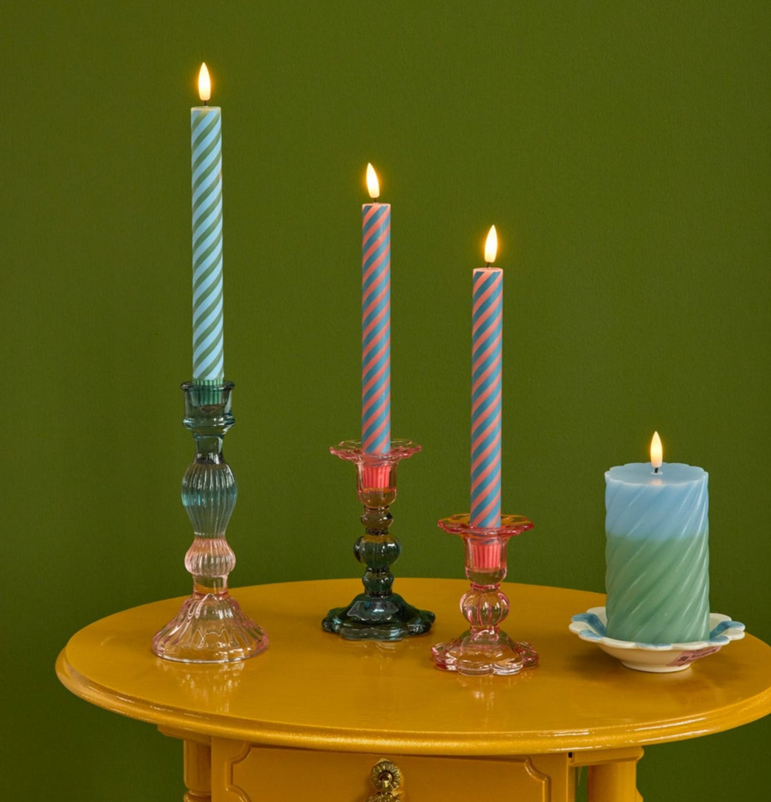 LED-ljus Korall Set/2 Rice Stearinljus LED batteridrivna