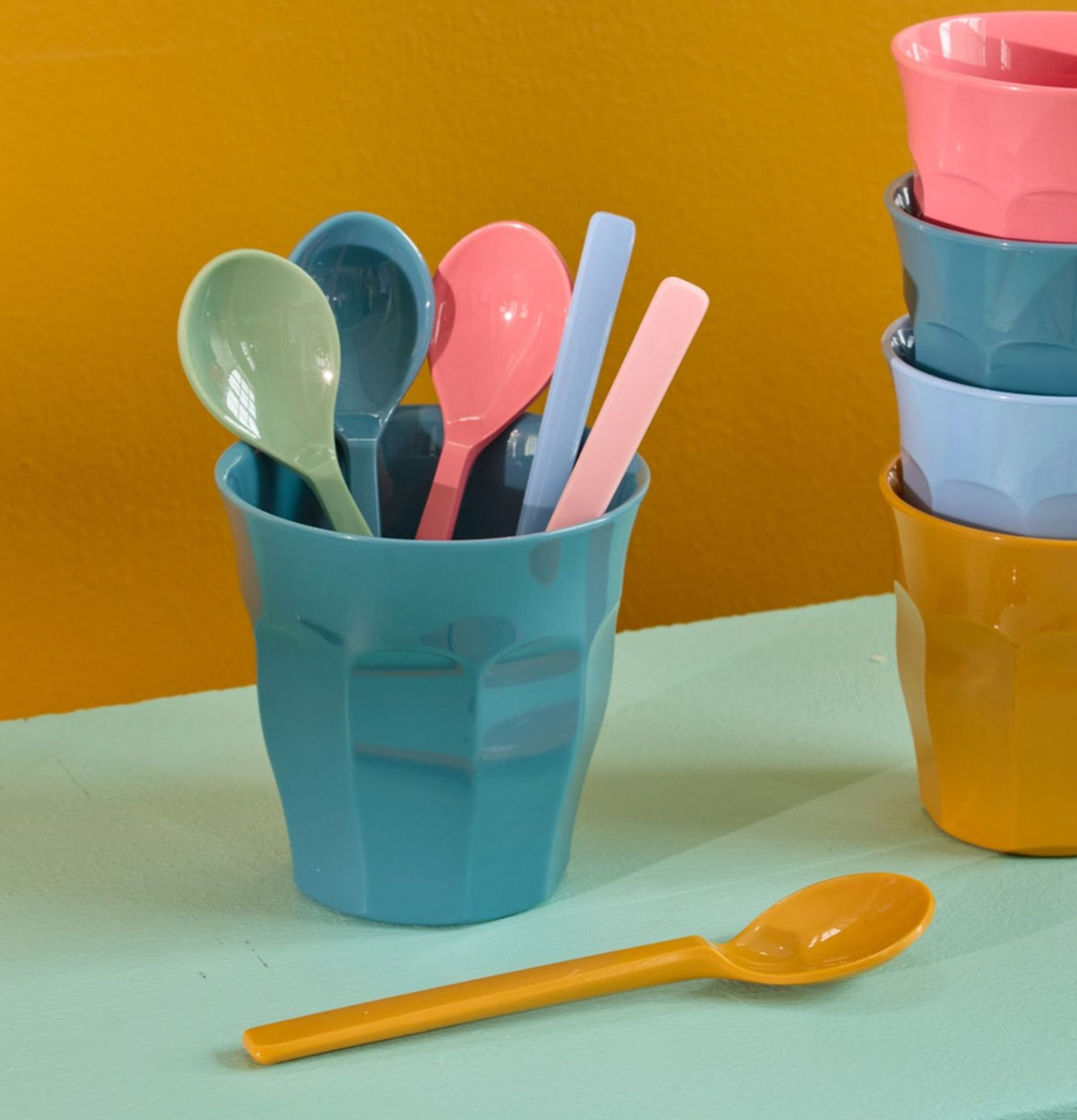 Teskedar Melamin 6-pack Rice Bestick Sked Kniv (att äta med) Gaffel