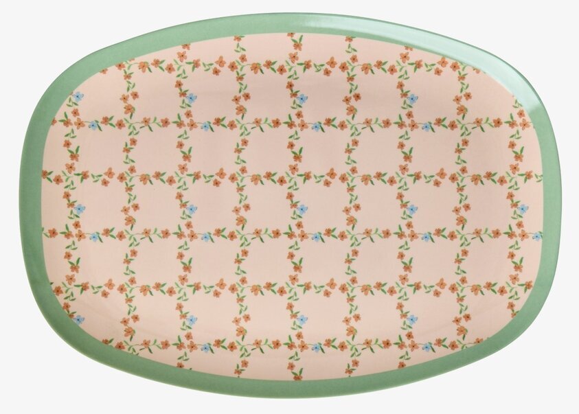 Tallrik Checkered Stencil Print Rice Tallrikar Djupa tallrikar (ej skål) Desserttallrikar Assietter Barntallrikar Picknicktallrikar