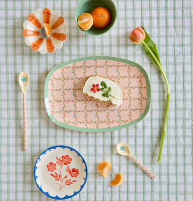 Tallrik Checkered Stencil Print Rice Tallrikar Djupa tallrikar (ej skål) Desserttallrikar Assietter Barntallrikar Picknicktallrikar