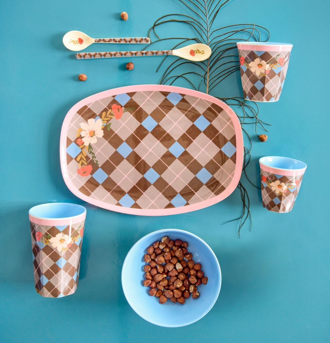 Tallrik Gorgeous Tile Print Mugg Latte Melaminmugg Skål Liten Rice Tallrikar Djupa tallrikar (ej skål) Desserttallrikar