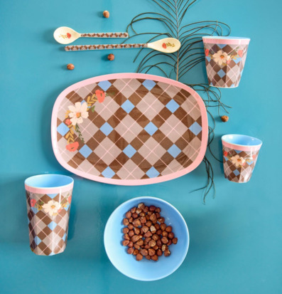 Tallrik Gorgeous Tile Print Mugg Latte Melaminmugg Skål Liten Rice Tallrikar Djupa tallrikar (ej skål) Desserttallrikar