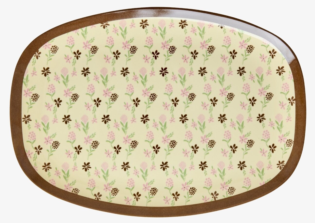 Tallrik Hacienda Flower Print Rice Tallrikar Djupa tallrikar (ej skål) Desserttallrikar Assietter Barntallrikar Picknicktallrikar