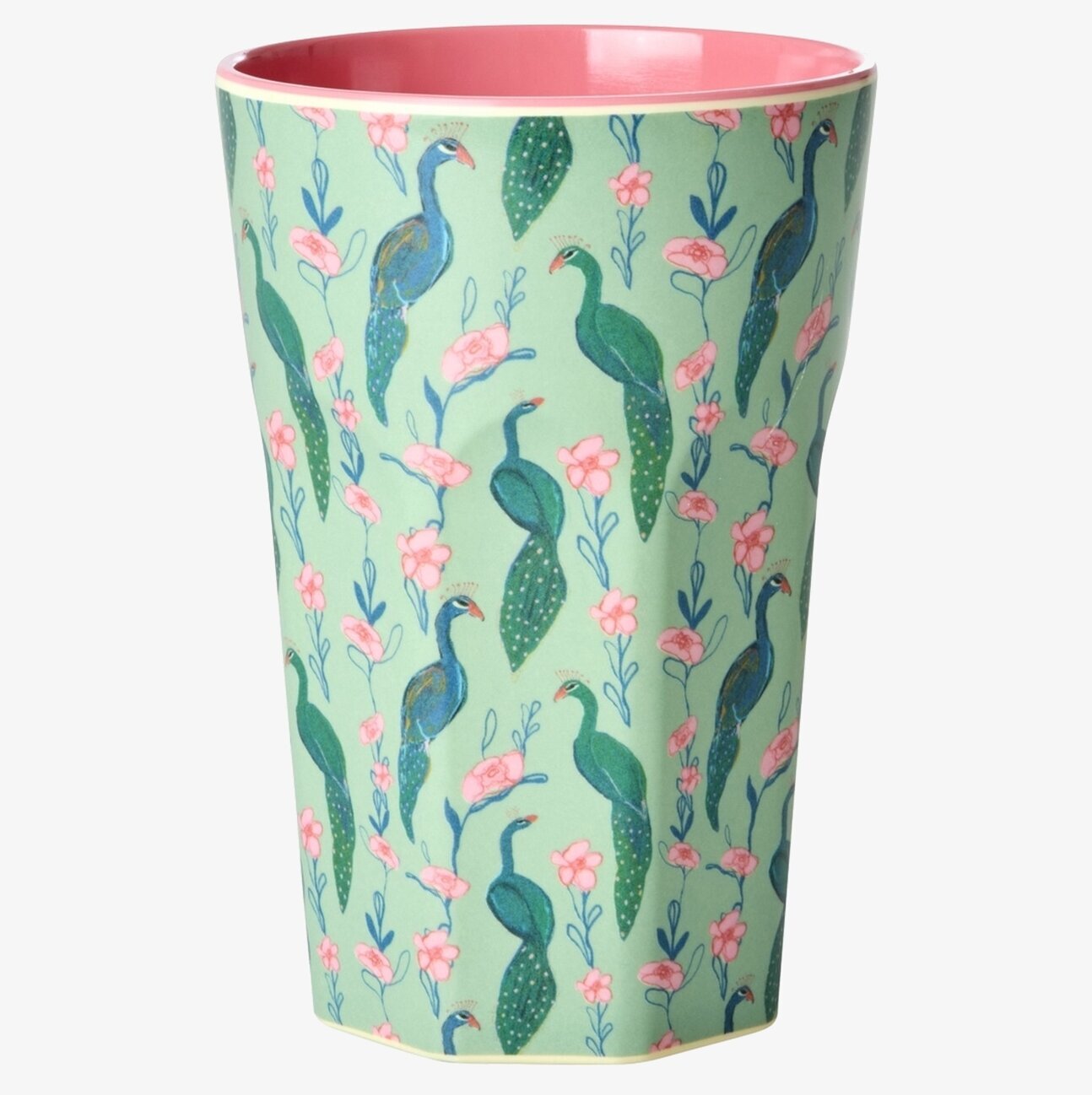 Mugg Latte Peacock Power Print Rice Melaminmuggar Lattemuggar i melamin Melaminkoppar