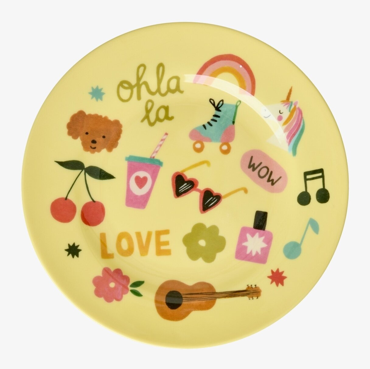 Tallrik Unicorn Love Print Rice Tallrikar Djupa tallrikar (ej skål) Desserttallrikar Assietter Barntallrikar Picknicktallrikar