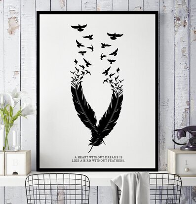 Poster - Like A Bird från The Fashion Room med svart ram