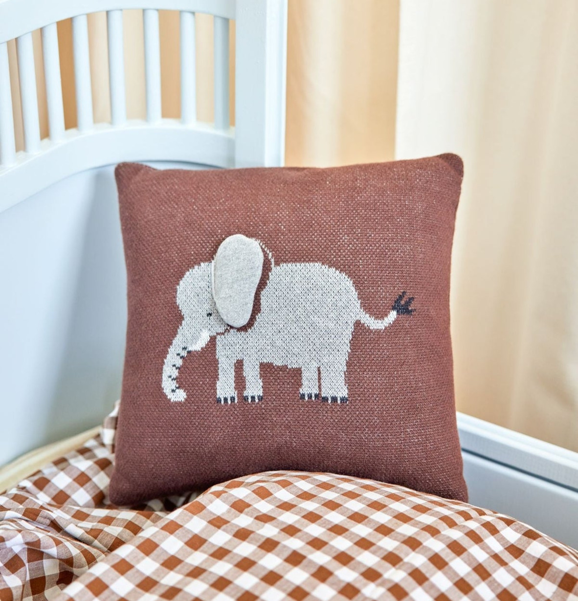 Kudde Elefant Brun 3D Rice Kuddar Innerkuddar Kuddfodral