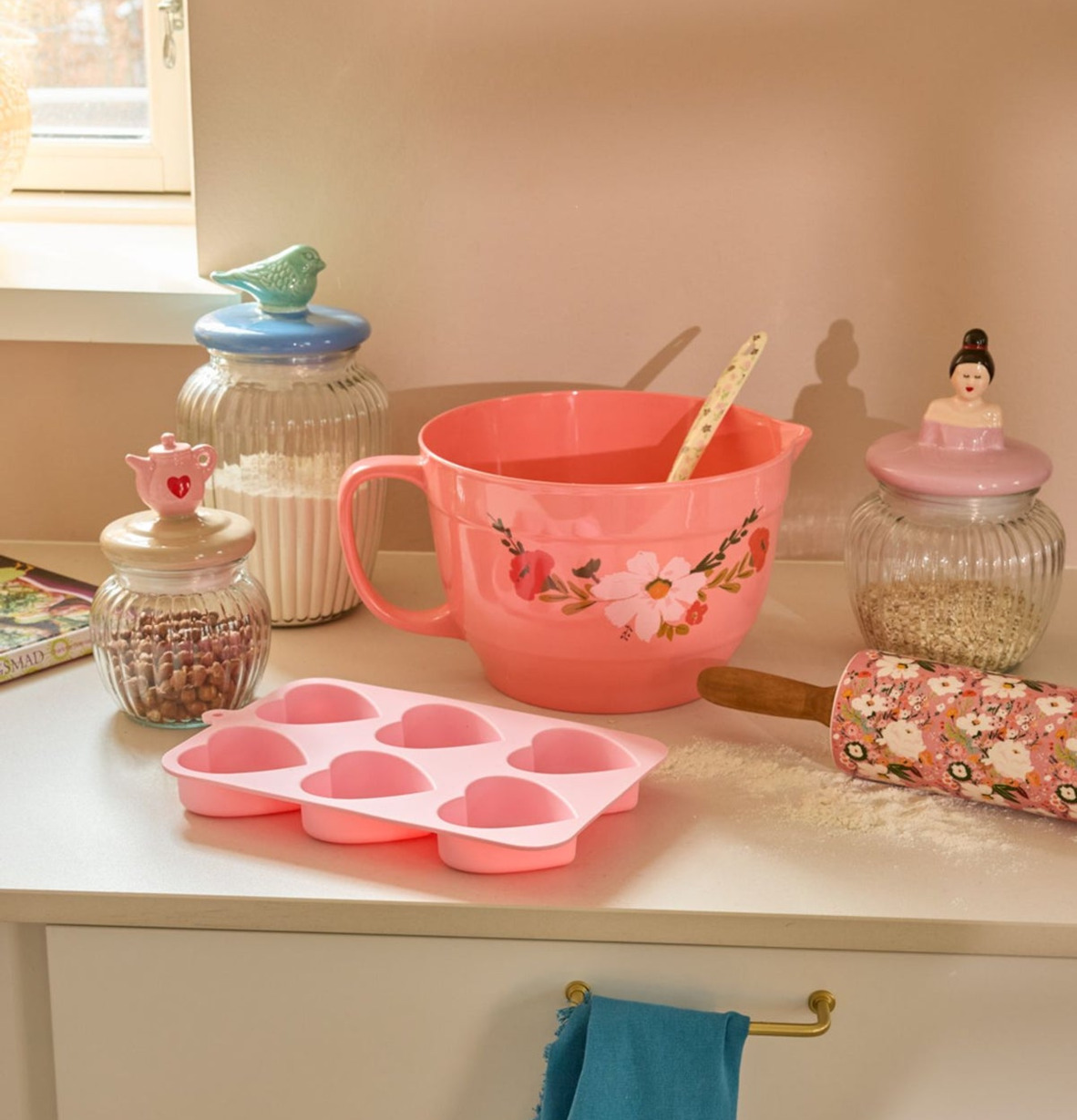 Mönstrad Köksskål Large - Allison Flower Print Kavel Rice Skålar att äta ur tilltugg Såskannor/Vispskål Skål