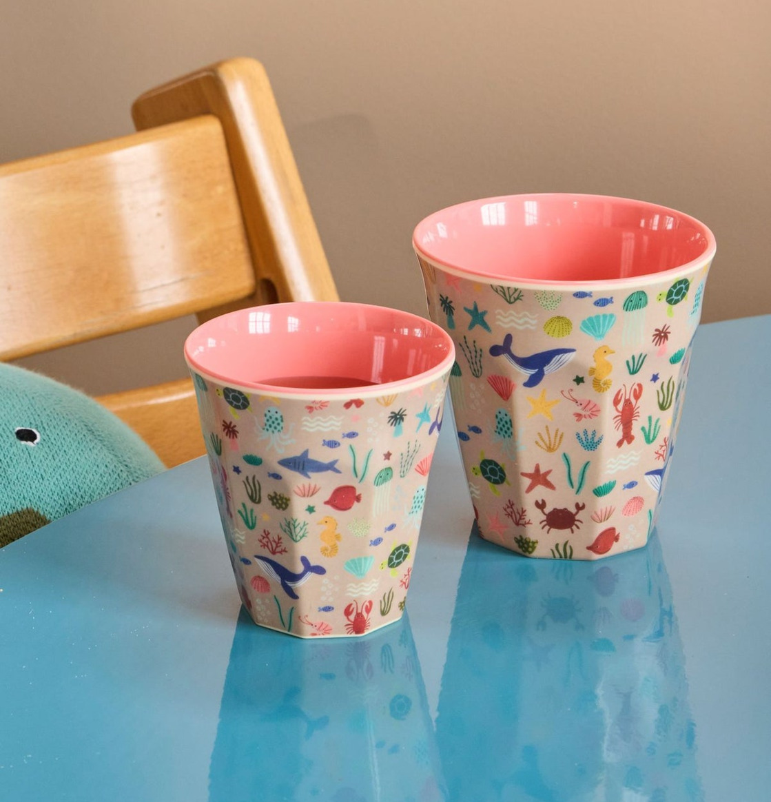 Melaminmugg Coral Ocean Print Rice Melaminmuggar Lattemuggar i melamin Melaminkoppar