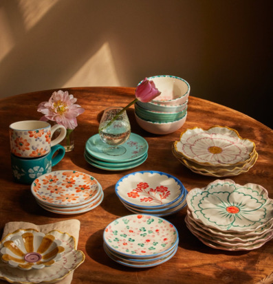 Assiett Keramik Blomma Rosa/Gul Rice Tallrikar Djupa tallrikar (ej skål) Desserttallrikar Assietter Barntallrikar Picknicktallrikar