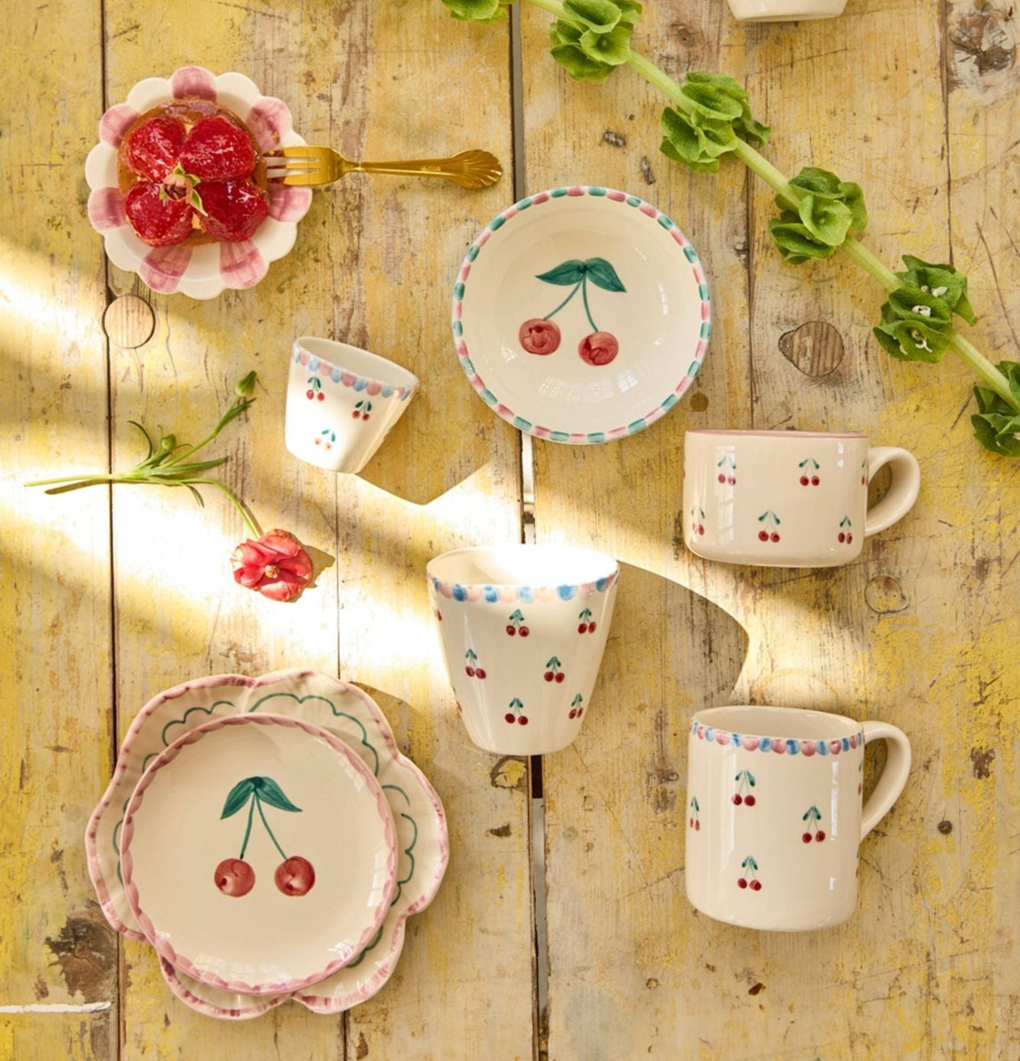 Oval Kopp Keramik Körsbär Rice Muggar/koppar i porslin, keramik, papper eller biologiskt material organiskt ekologiskt Termomuggar