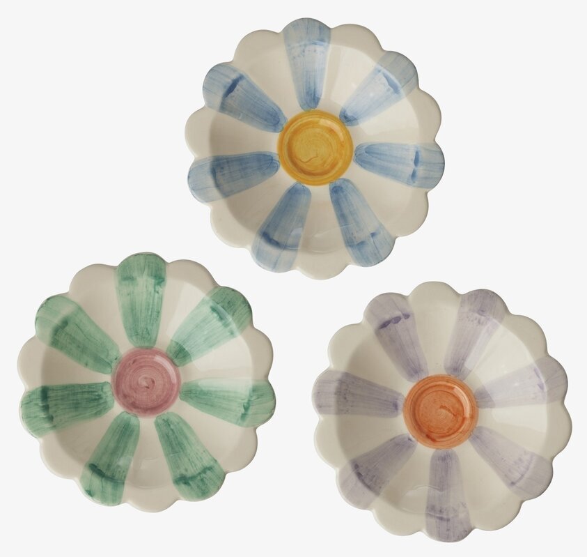 Dippskål Keramik Blomma Blå/Grön/Lavendel Rice