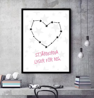 Poster - Stars Rosa från The Fashion Room på betongvägg