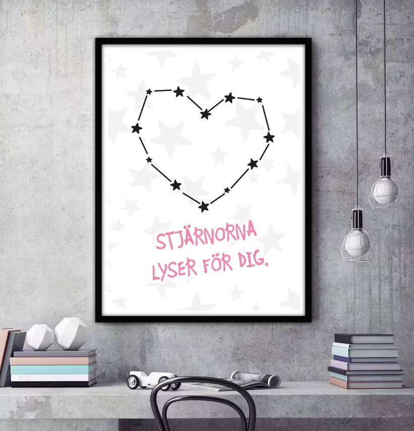 Poster - Stars Rosa från The Fashion Room på betongvägg