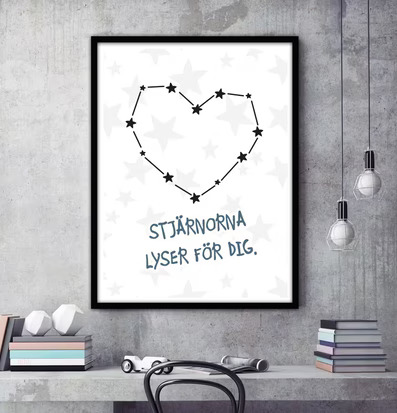 Poster - Stars Blå från The Fashion Room med stjärnmönster