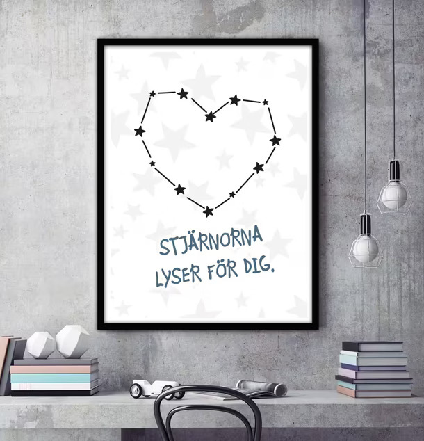 Poster - Stars Blå från The Fashion Room med stjärnmönster