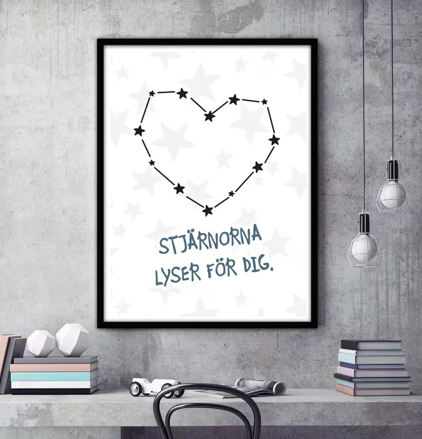 Poster - Stars Blå från The Fashion Room med stjärnmönster