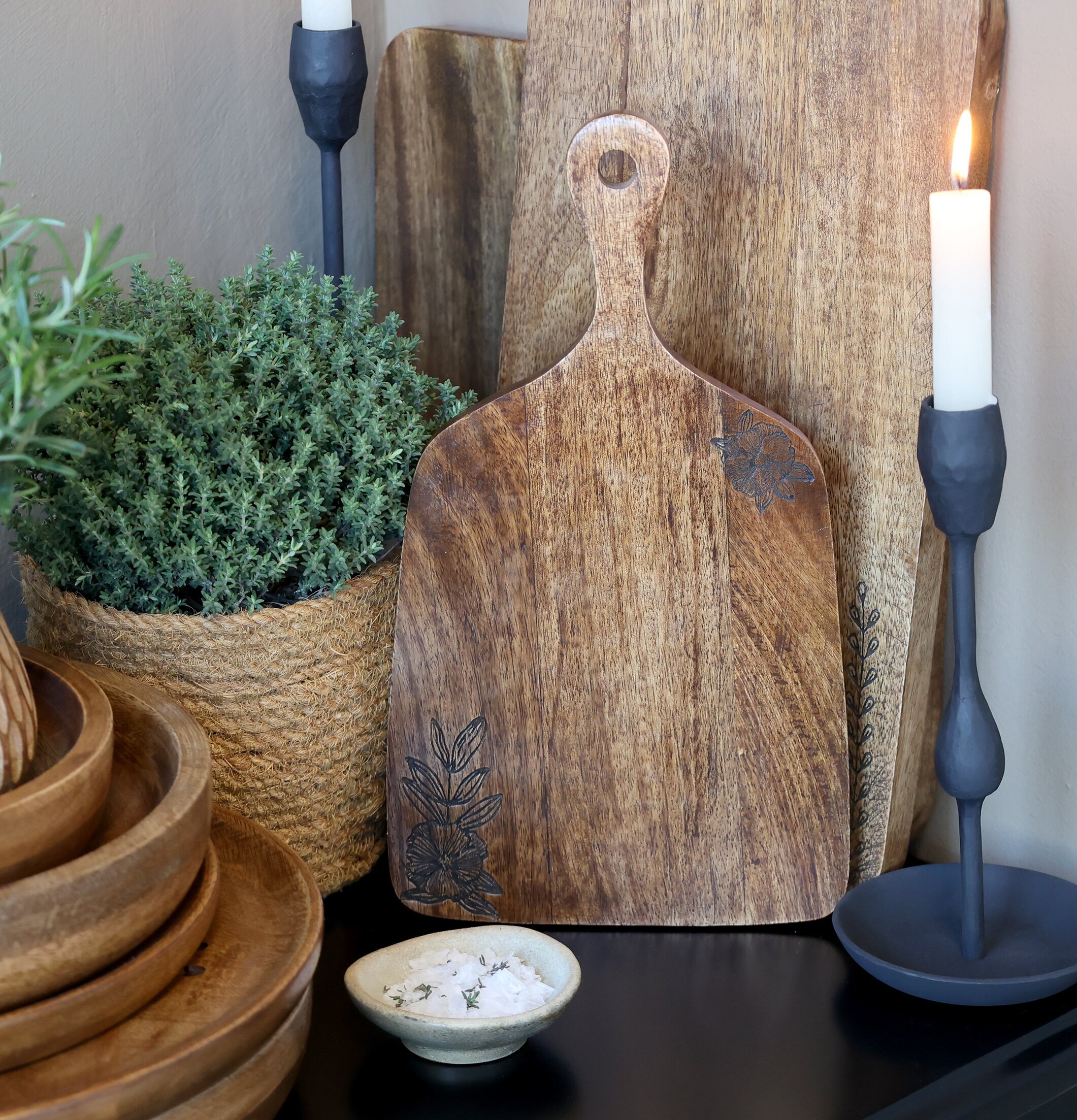 Träbricka Natur Chic Antique Serveringsbrickor Brickset Serveringsfat