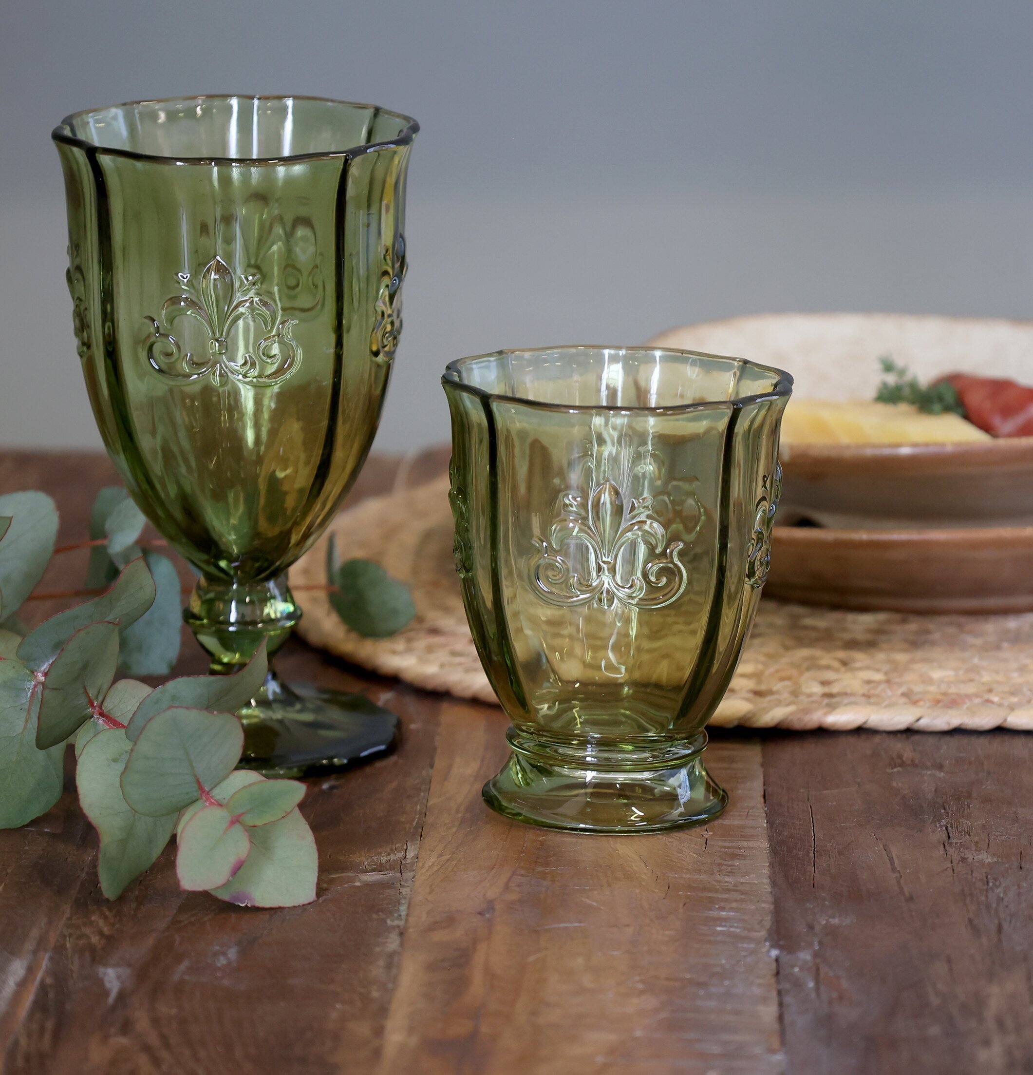 Saint-Émilion Vinglas Olivgrön Glas Chic Antique Dryckesglas Dricksglas för dryck Plastglas