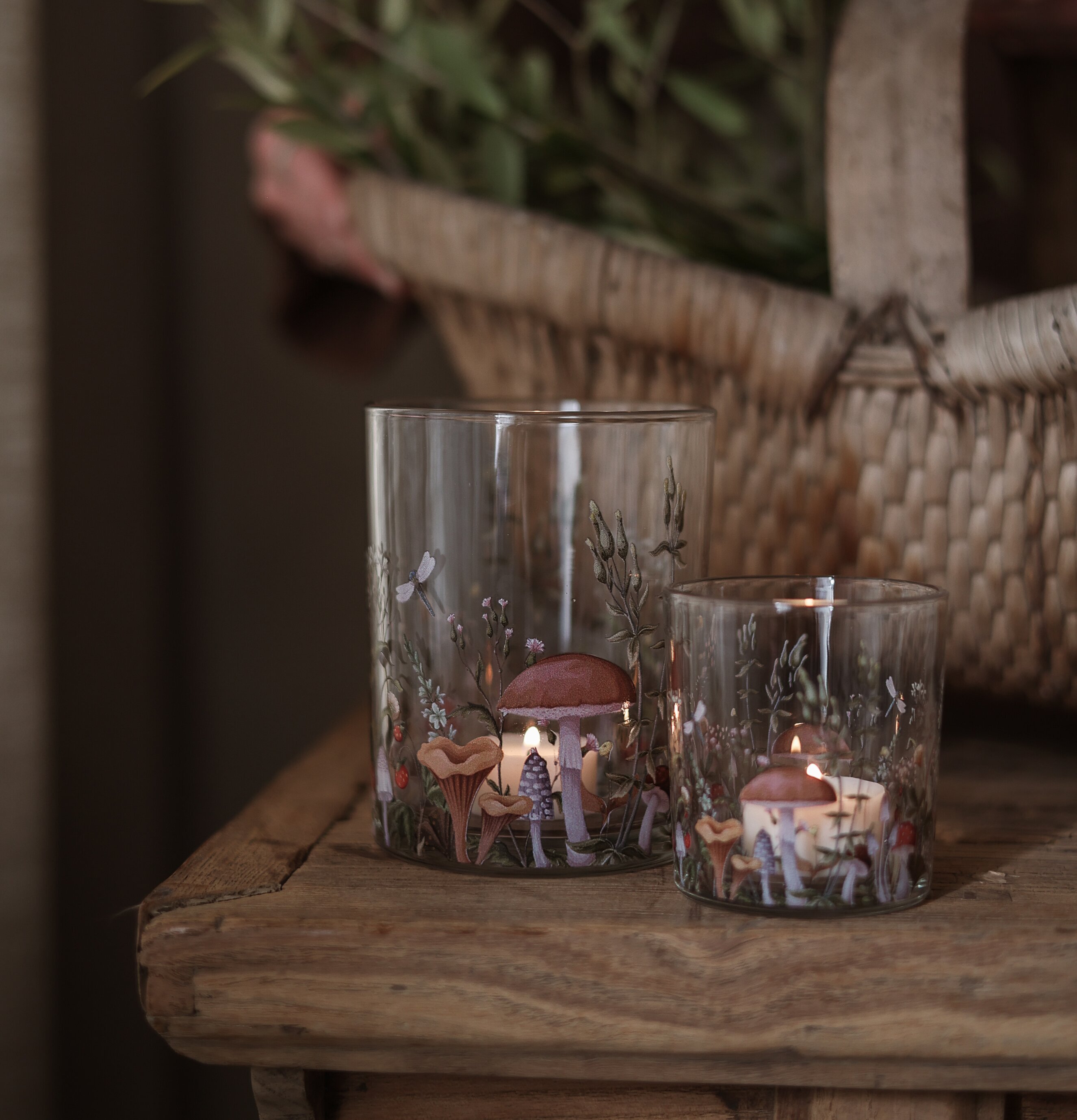 Ljuslykta Autumn Forest Stor Liten Majas Cottage Lyktor Endless Light Ljuslyktor