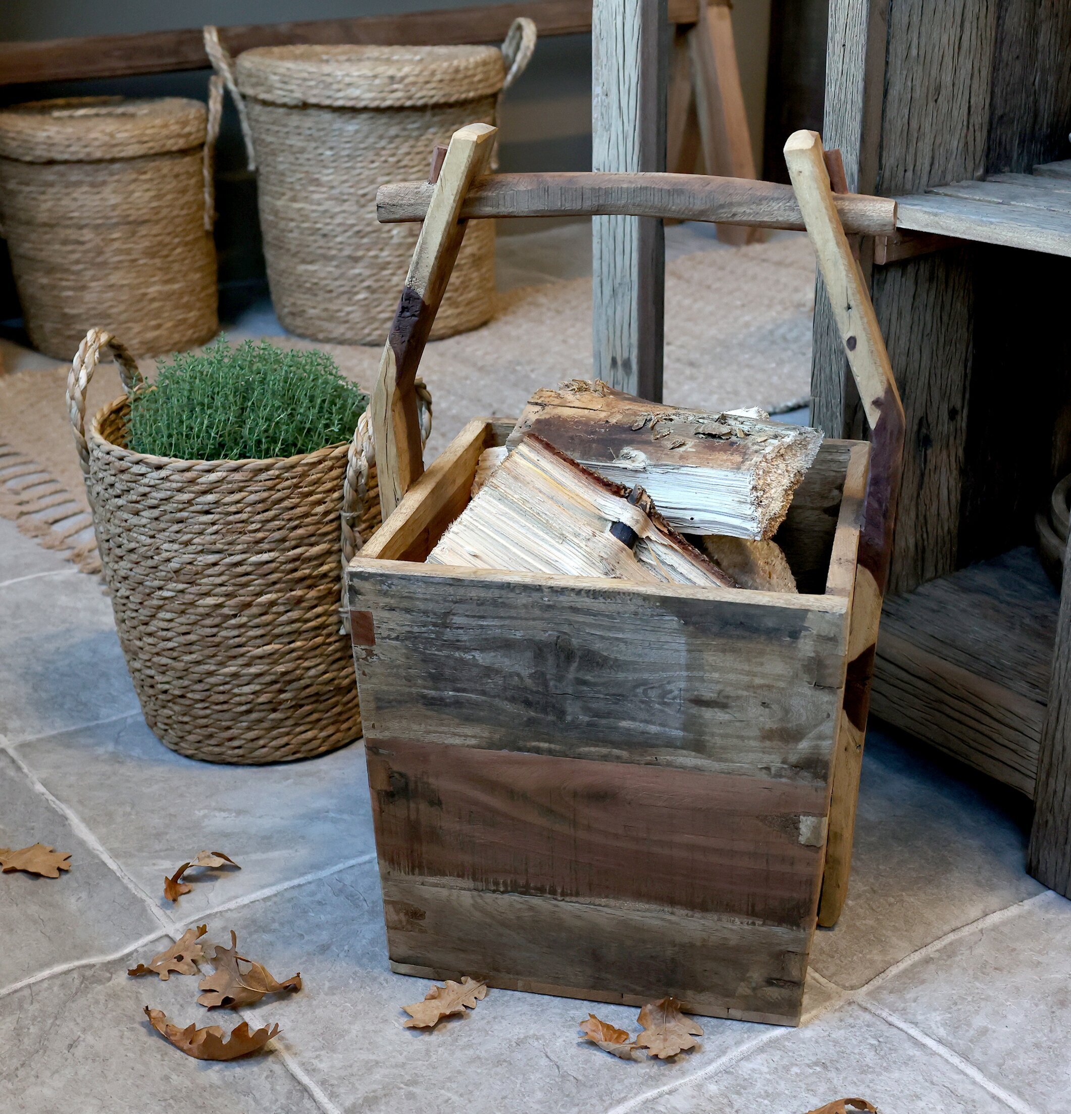 Förvaringskorg Grimaud Natur Chic Antique Förvaringslådor och korgar Boxar Förvaringsboxar Porslinsboxar Trälådor Smyckesboxar i porslin Förvaringsbrickor