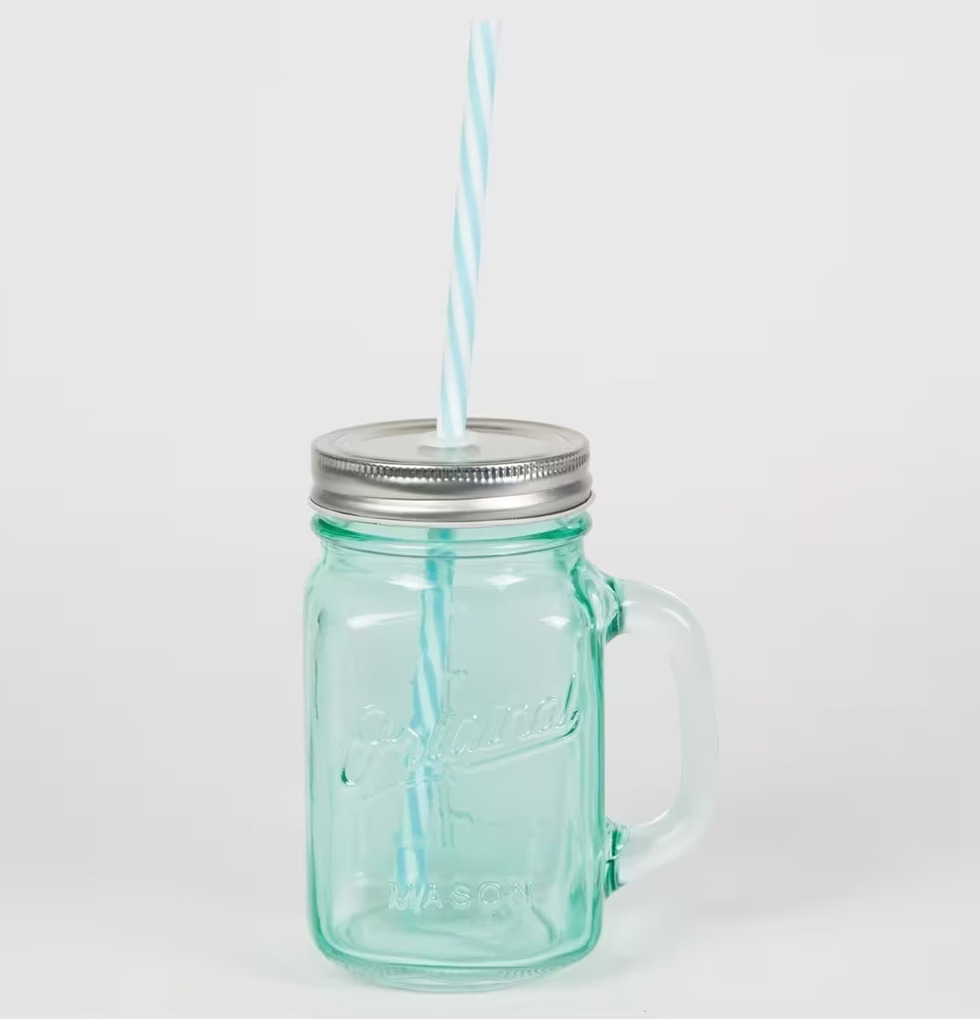 Glas Vintage Drinking Jar Turkos från Sass & Belle, retro stil