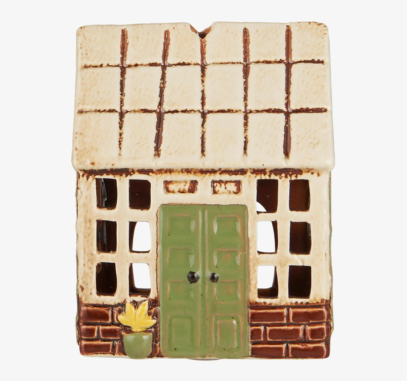 Bild av dekorativ ljuslykta i form av keramikhus orangeri