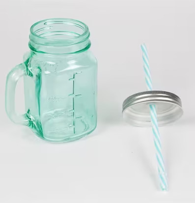 Glas Vintage Drinking Jar Turkos från Sass & Belle