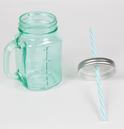 Glas Vintage Drinking Jar Turkos från Sass & Belle