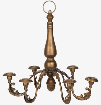 Bild på elegant ljuskrona med bladornamentik och stearinljus