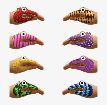 Handtatueringar Monster från Worldwide co i olika mönster