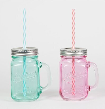 Glas Vintage Drinking Jar Turkos från Sass & Belle