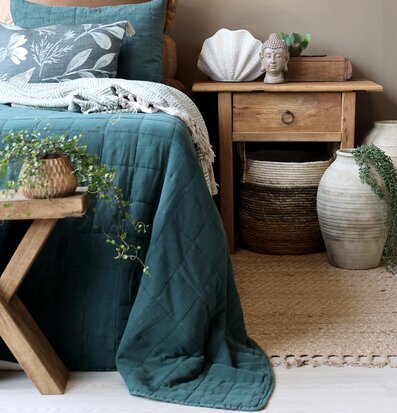 Sängöverkast Aix Forest Green Chic Antique Täcken, filtar, plädar och överkast Filtar Plädar Överkast