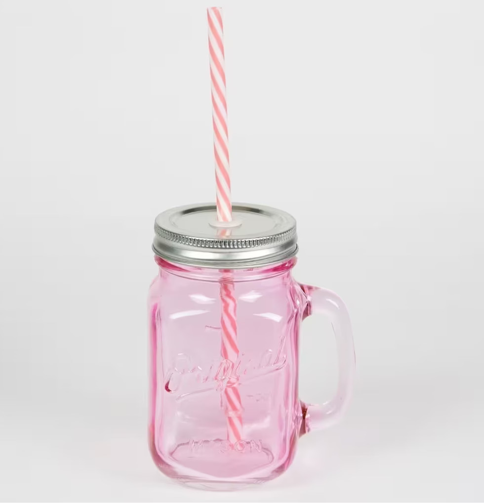 Glas Vintage Drinking Jar Rosa från Sass & Belle