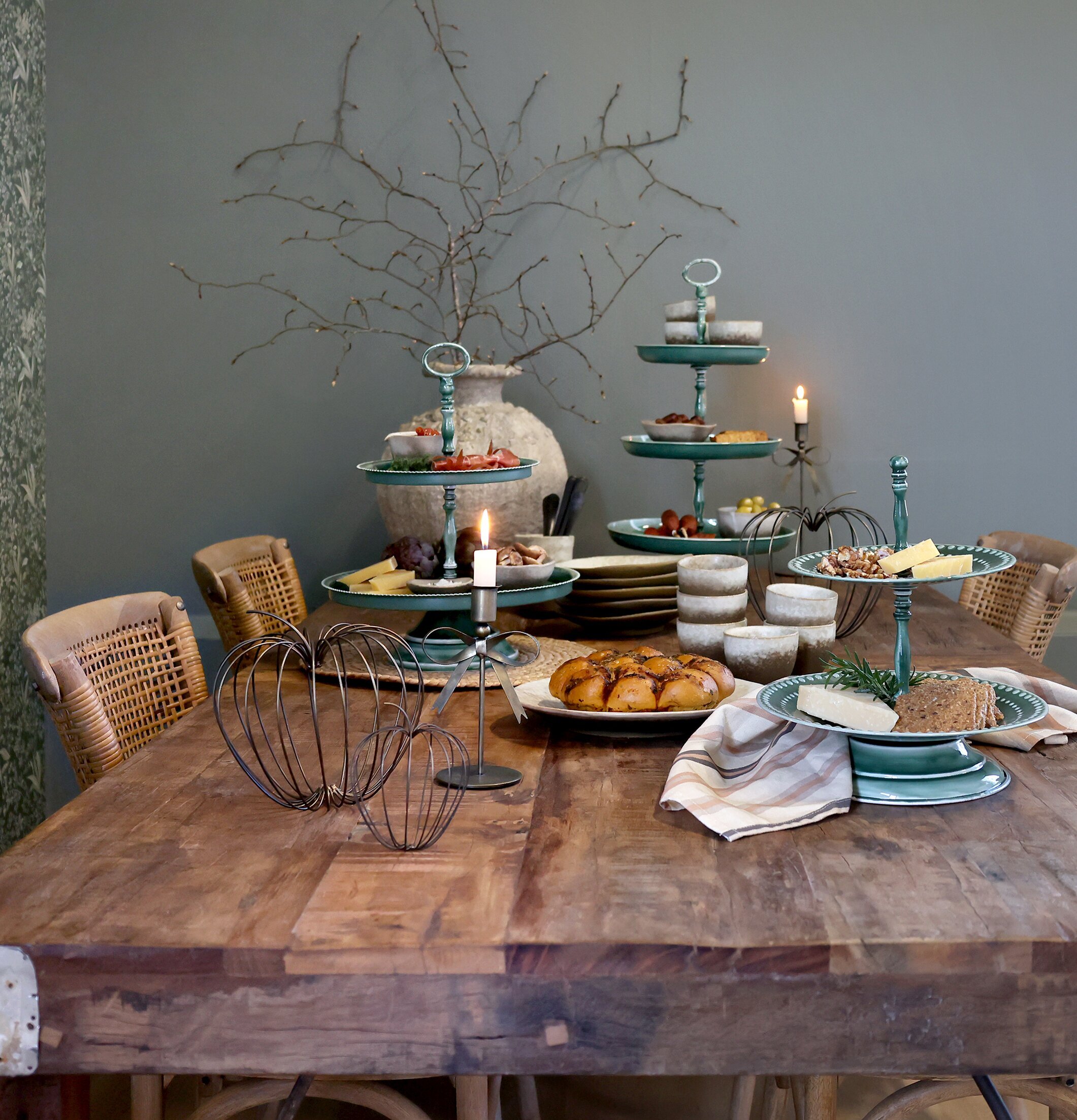 Pumpa Tråd Antik Mässing Stor Liten Våningsfat Grön Chic Antique Övrig prydnad/dekoration för inredning innemiljö Serveringsbrickor