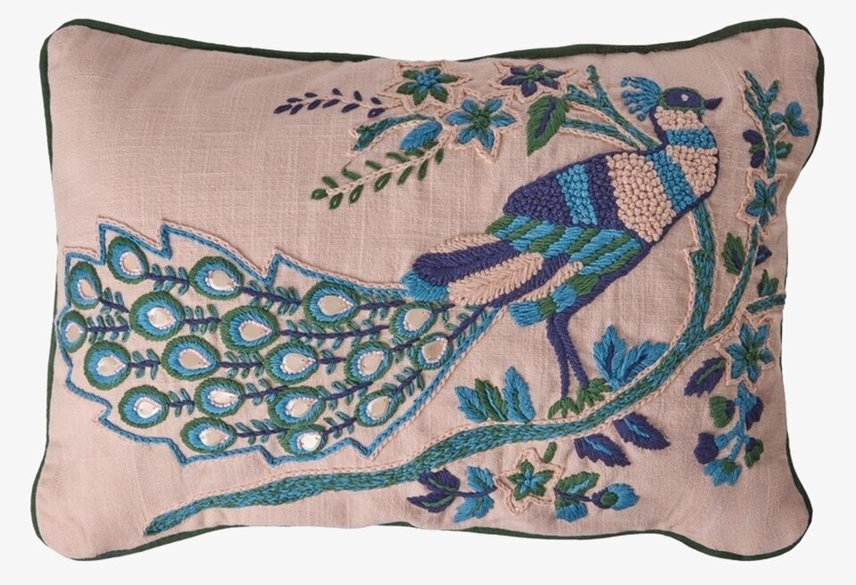 Prydnadskudde Rosa Påfågel Rice Kuddar Innerkuddar Kuddfodral