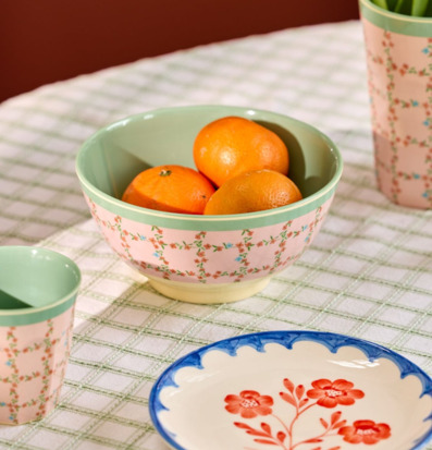 Skål Checkered Stencil Print Rice Skålar att äta ur tilltugg Såskannor/Vispskål servering Matlådor Förvaring av lunch/mat