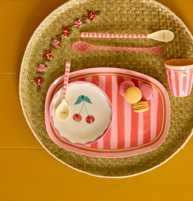 Tallrik Organic Stripes Print Rice Tallrikar Djupa tallrikar (ej skål) Desserttallrikar Assietter Barntallrikar Picknicktallrikar