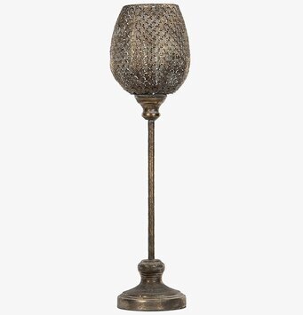 Bild på ljuslykta i antik brons med perforerat bladmönster