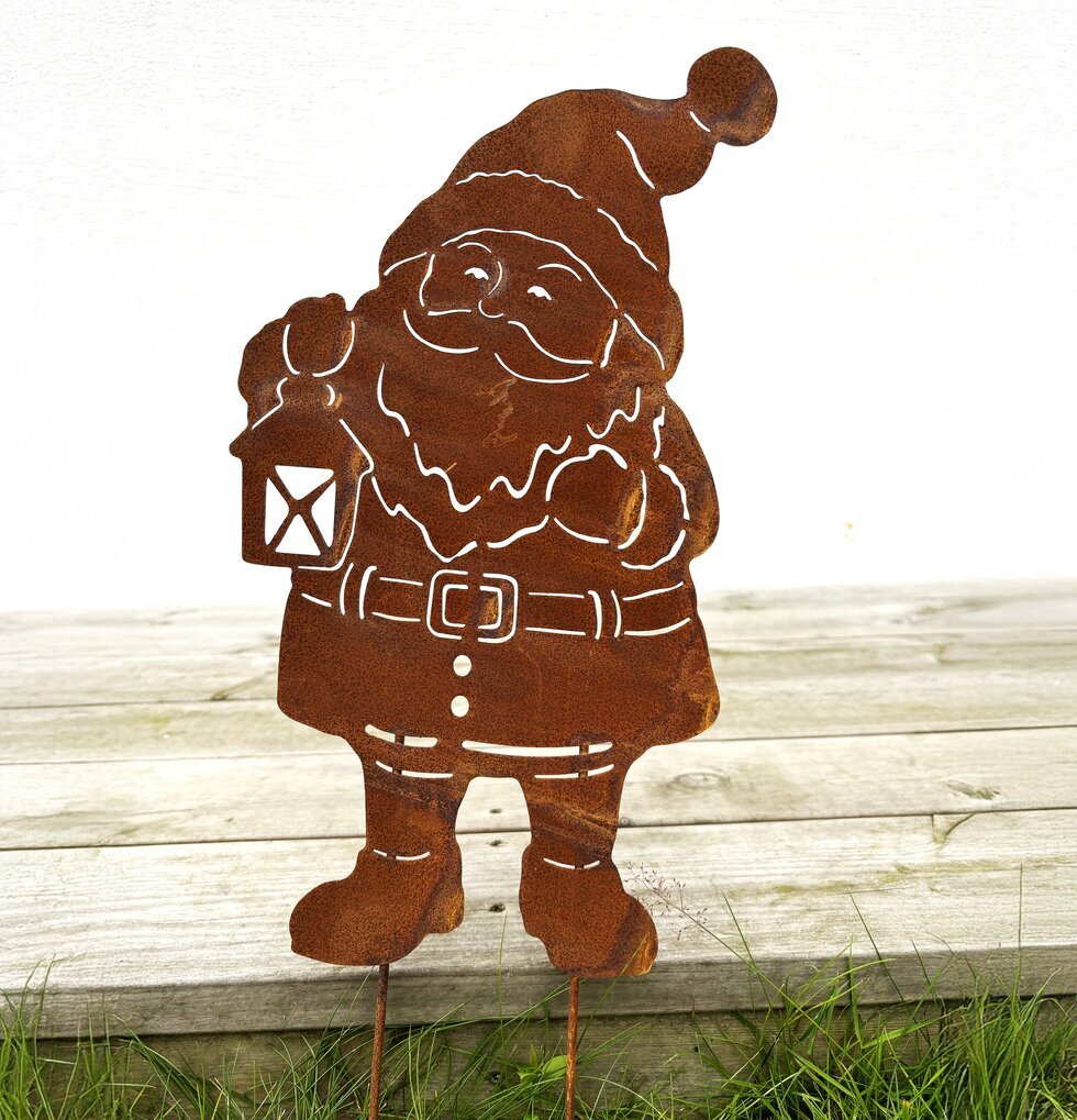 Tomte Med Lykta Rost Lind Decoration Utomhusskyltar Skyltar för utomhusbruk