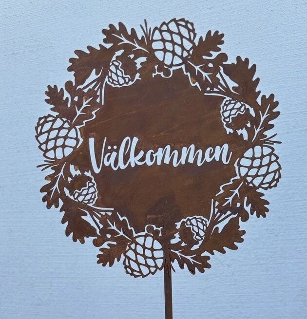 Skylt Välkommen Rost Kottar/Löv Lind Decoration Utomhusskyltar Skyltar för utomhusbruk