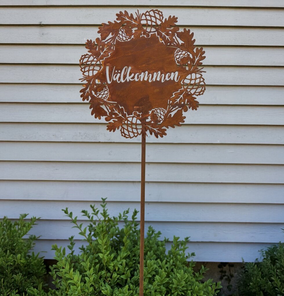 Skylt Välkommen Rost Kottar/Löv Lind Decoration Utomhusskyltar Skyltar för utomhusbruk