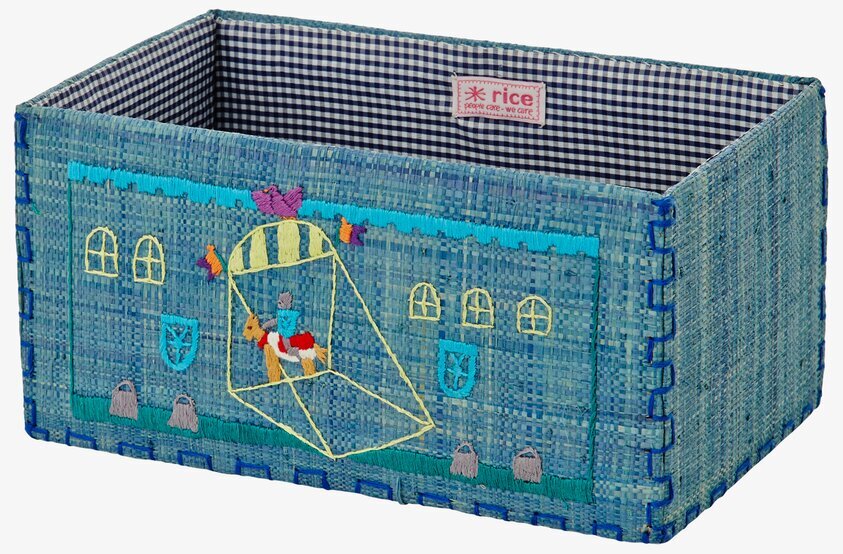 Leksakskorg Raffia L från Rice med broderad slottsdesign