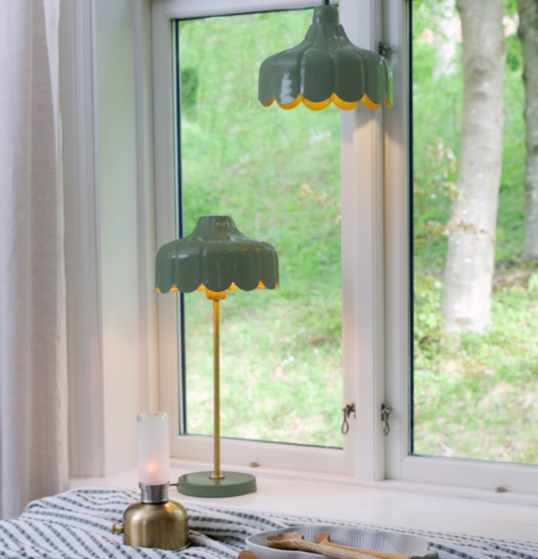 Wells bordslampa Mossa/guld Tak/Fönsterlampa Mossa/Guld PR Home Lampor Taklampor Golvlampor Bordslampor LED-lampor Ledlampor Fönsterlampor Ljusslingor för