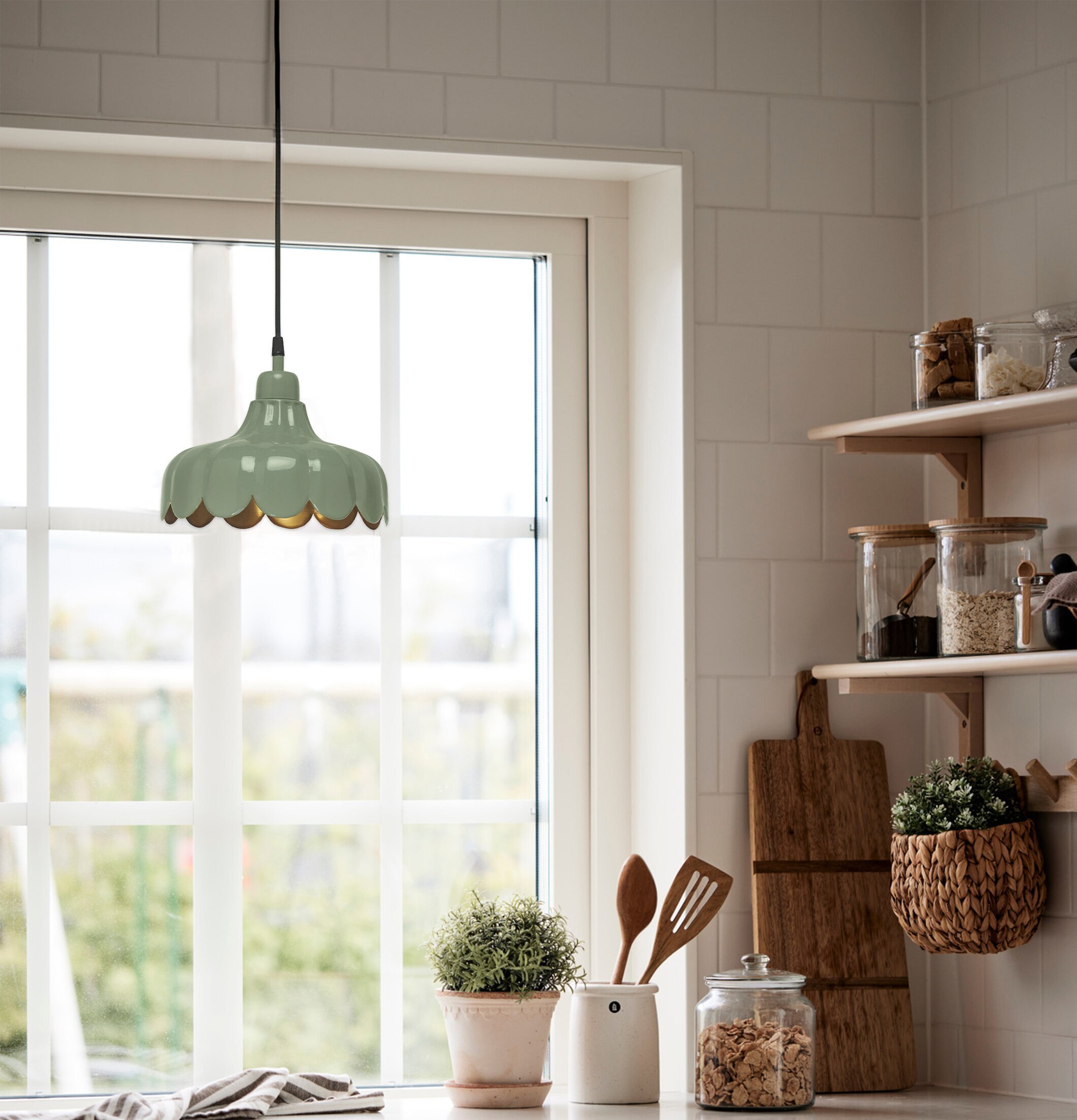 Wells Tak/Fönsterlampa Mossa/Guld PR Home Lampor Taklampor Golvlampor Bordslampor LED-lampor Ledlampor Fönsterlampor Ljusslingor för dekoration