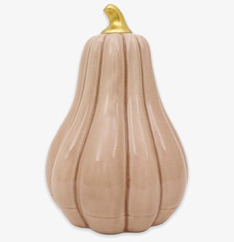 Bild av beige pumpaformad dekoration med guldigt skaft XL