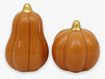 Bild på dekorativa prydnadspumpor i ockragult och guld