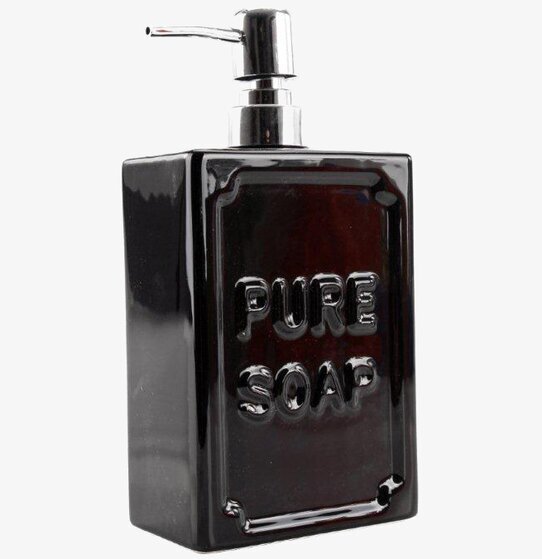 Tvålpump Svart från Interstil med texten PURE SOAP